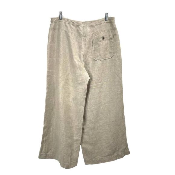 Eileen Fisher organic linen cropped wide leg pants Sz 8 neutral beige lagenlook - Picture 8 of 10